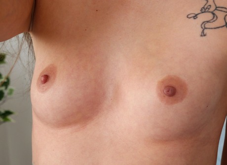 Flirty teen Gia shows her little tits and shaved pink snatch - 4 of 16