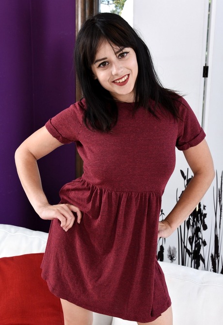 Black haired Farrah shows her soft pale skin and smooth twat - 2 of 16