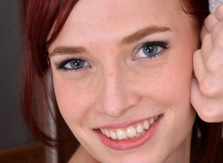 Petite redhead Leila Smith spreading pussy on yoga ball - 16 of 16