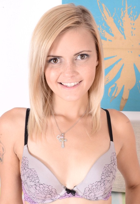 Sexy coed Madison gets naked to show her tiny tits and twat