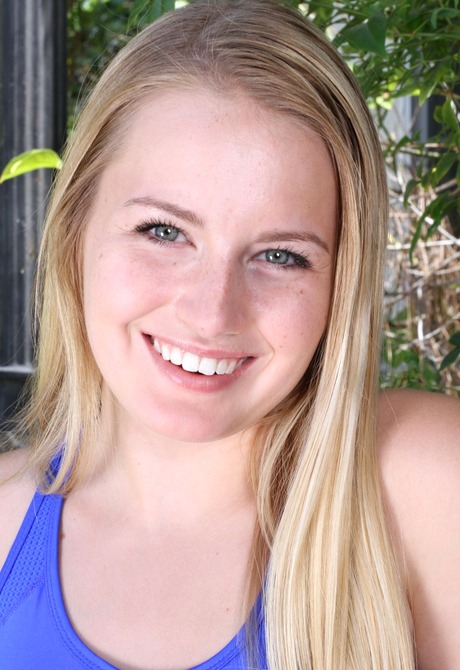 Natural blonde coed teases her tiny tits and smooth pussy - 2 of 16