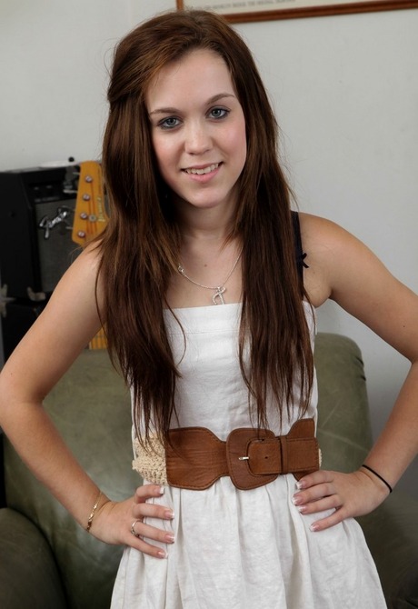 Petite girl next door teen Trinity Rae toying shaved pussy - 2 of 16