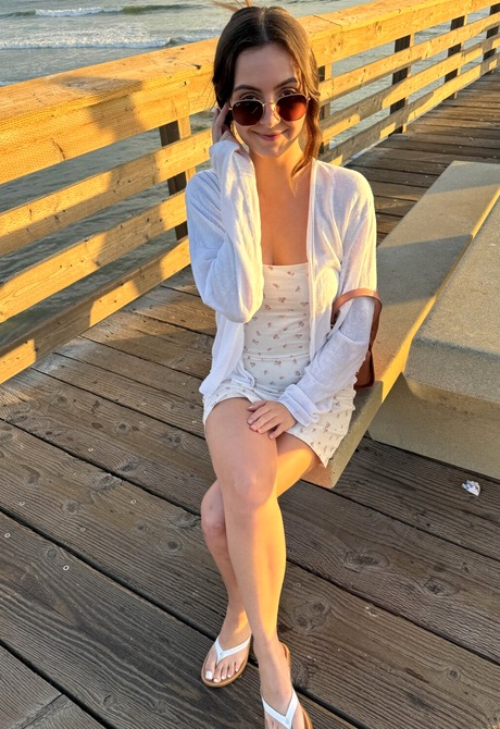 Glamorous brunette Serena Hill teases outdoors and in hotel room by flashing - 3 of 16