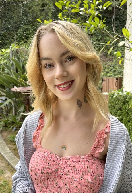 Cute girl next door Sage Fox flashing perky tits and pussy