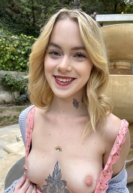 Cute girl next door Sage Fox flashing perky tits and pussy