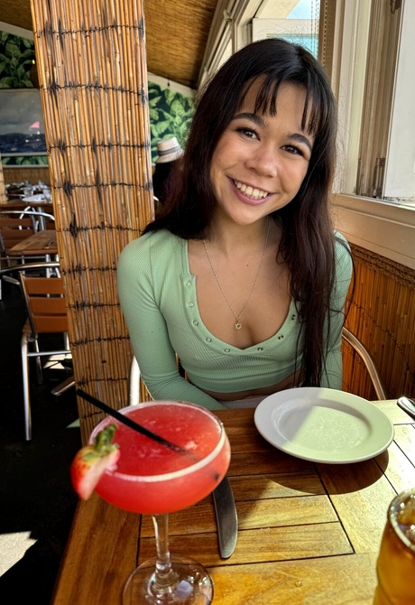 Babe teases with her tits on the beach in sexy black knee socks and heels while smoking