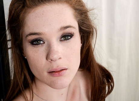 Pale skin girl next door Penny spreading pussy in bed