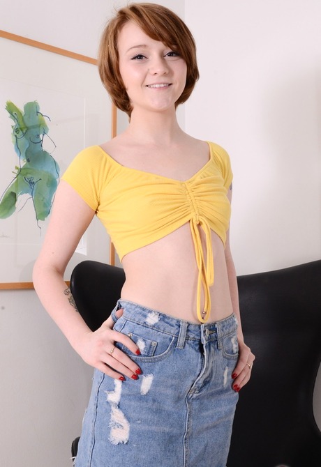 Cute petite redhead teen Lucy Valentine getting naked