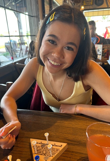 Cute Asian Brianna Arson wears knee socks outdoors in public and flashes pussy at beach - 2 of 16