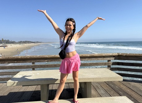 Cute Asian teen Brianna Arson reveals shaved pussy in public - 11 of 16