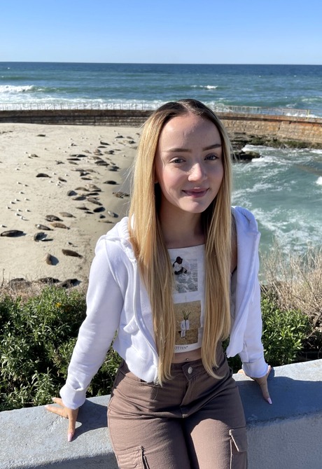 Petite blonde cutie Maria Kazi spreading tight little pink pussy