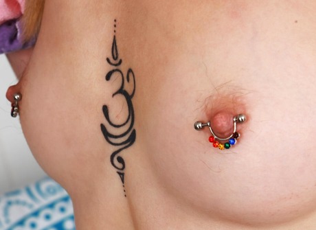 Skinny naked teen Emma Rosie showing pierced nipples and pink twat - 11 of 16