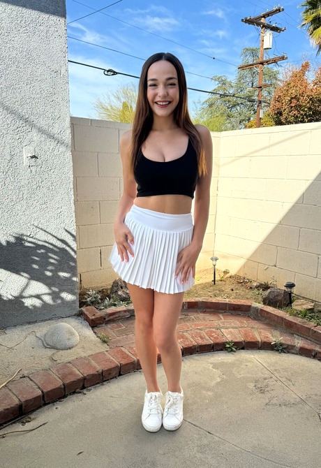 Cute busty teen Rissa May flashing publish upskirts and spreading butt cheeks - 5 of 16