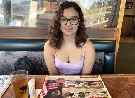 Amateur cutie Leana Lovings flashing tits by the beach in jean shorts - 2 of 16